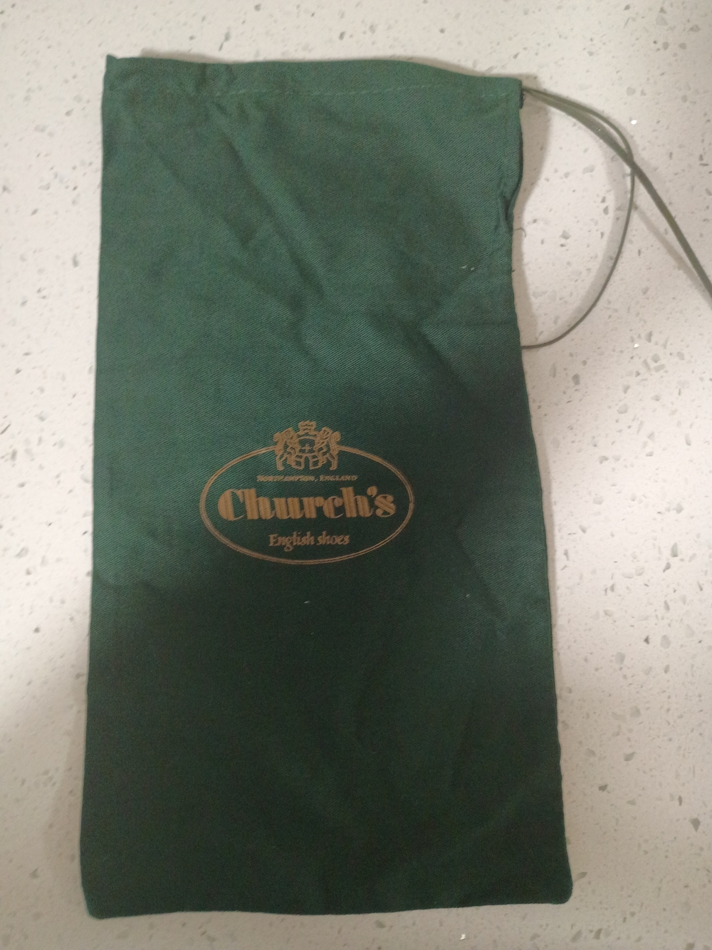 1 Church's English Shoes Dark Green Drawstring Shoe Bags with Gold Logo